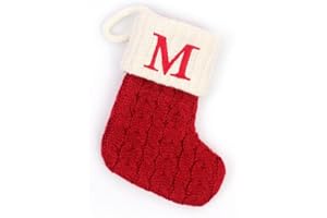 XUDREZ Christmas Stocking with 26 Letter, Initial Embroidered Mini Cute Christmas Stockings Cotton Cord with White Super Soft Plush Cuffs Christmas Decorations, 5.5 * 7.1 in (M)