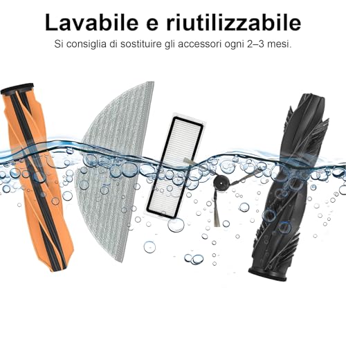 Vacuum Cleaner Accessories for DREAME D20/D20 Pro Plus, 1 Main Brush, 2 Filters, 3 Dust Bags, 4 Wipes, 5 Side Brushes, D20 Pro Plus Replacement Parts 17pcs | 1 Spazzola Principale, 2 Filtri, 3 Sacchetti Per La Polvere, 4 Salviette, 5 Spazzole Laterali, D20 Pro Plus Pezzi Di Ricambio