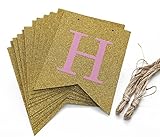 SIFAN Gold Powder Happpy Birthday Banner, Pink and Gold Party Decorations