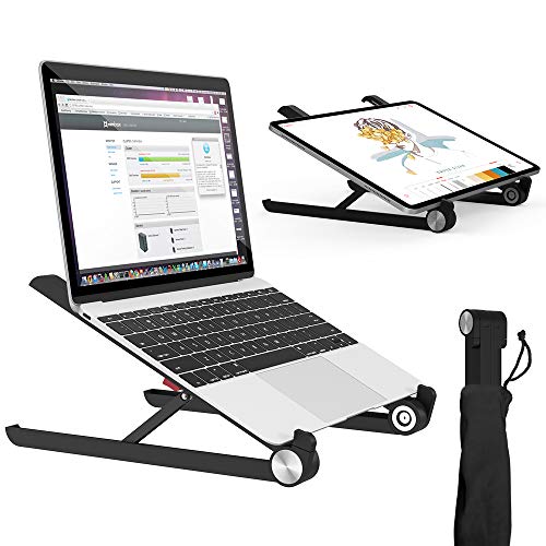 Laptop Stand, MiiKARE Portable Laptop Stand Adjustable Eye-Level Ergonomic Laptop Riser Foldable Desktop Stand Holder for MacBook Notebook Computer Tablet Thinkpad (Black)