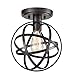 CLAXY Ecopower Industrial Spherical Ceiling Light Metal Globe Flush Mount Light Fixture with Cage