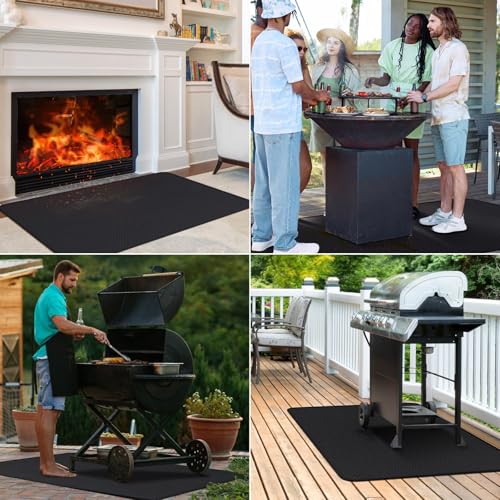 150 x 100cm Outdoor BBQ Mats Indoor Fireplace Mats Fire Pit Mats Waterproof Oil Resistant BBQ Protection for Patios and Decks