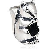 Squirrel Charm 925 Sterling Silver Animal Charm Lucky Charm for Pandora Bracelet (E)