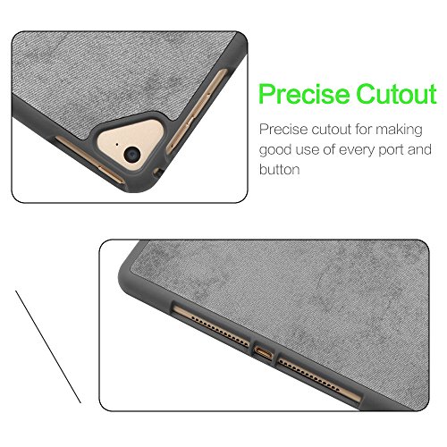 New iPad 9.7 Case 2018 with Pencil Holder,Flexible Soft TPU 6th Generation case Slim-Fit Trifold Stand Folio Smart Cover for the new 9.7 inch Apple iPad 2018 only.Grey