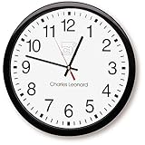 Charles Leonard Wall Clock, 14 Inch Thinline Quartz with 12 Inch Dial, Black and White, 1/Box (76820)