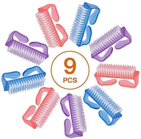 Cuttte 9 Pieces Handle Nail Brush for Cleaning, Nail Hand Cleaning Brushes Nail Scrubber Brush for Fingernail (Multicolor)