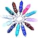 12pcs Gems Wire Wrap Healing Pointed Chakra Crystal Gemstone Pendants Point Bullet Shape Quartz Crystal Stone Random Color Handmade Pendant Jewelry Making