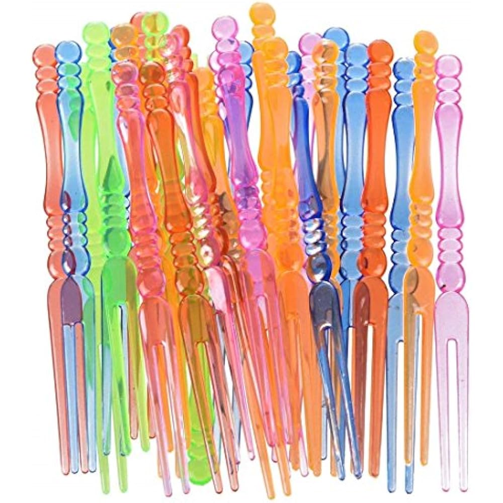 300pcs Disposable 4" Plastic Fruit Forks, Bistro Cocktail Tasting