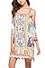 Anatoky Womens Cold Shoulder Spaghetti Strap Tribal Printed Summer Shift Dress