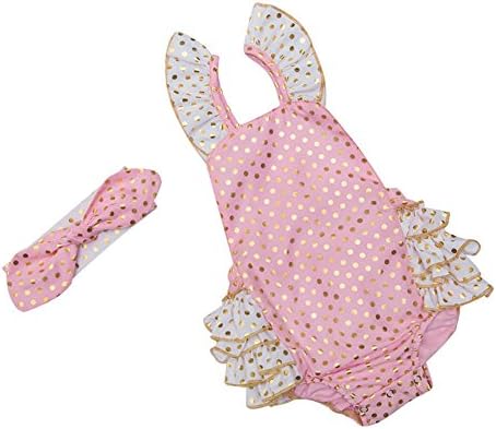 SUMNEE Baby Girls Body Outfits with Bows Headband Pink