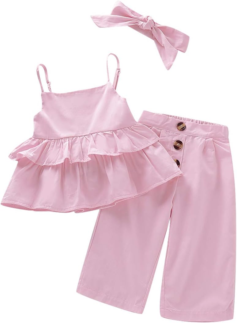 Kucnuzki Toddler Girl Outfit Baby Girl Sunflower Clothes Ruffle Sleeveless Linen Shirt Kid Sunflower Short Pants Set for Girl