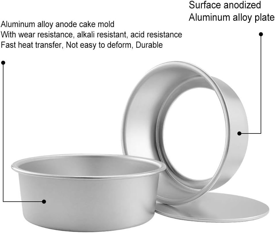 Draftor 2 Pack 8 inch Round Cake Tin Set including Loose Base - Image 4