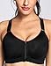 SYROKAN Women's Active Front Zipper High Impact Full Support Workout Sports Bra Black 38DD