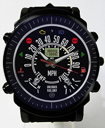New Design Speedometer MPH Jeep 4WD Wristwatch New with Rubber Band blueish Glass
