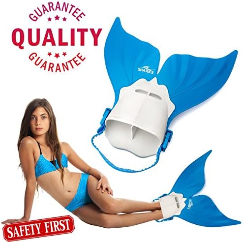 Sharks Wear Mermaid mono-fin for children with adjustable strap. (Blue)