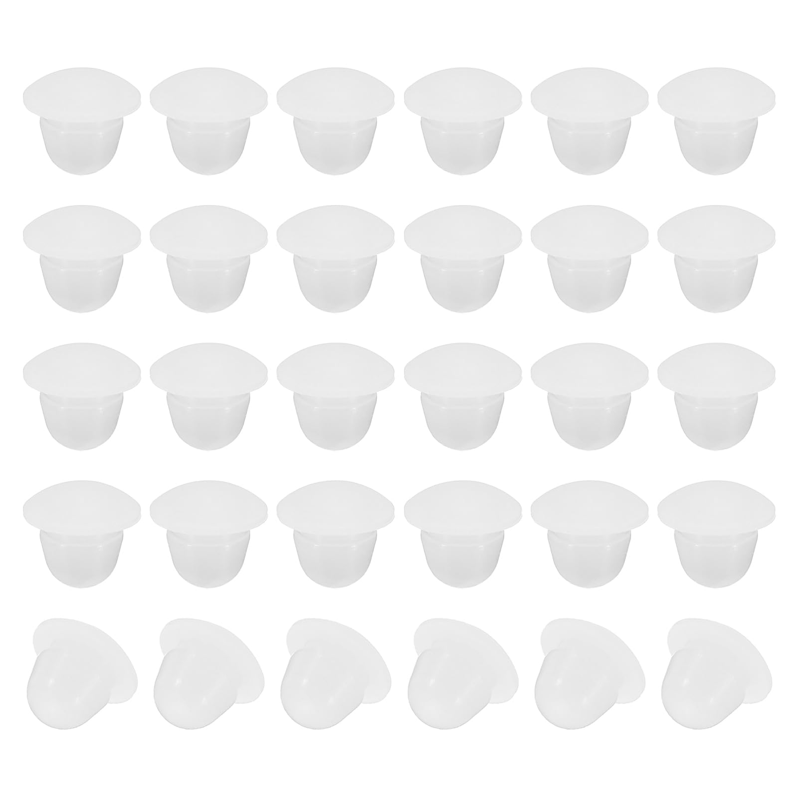 PATIKIL 6mm Diameter Silicone Round Snap, 40 Pcs in Type Locking Furniture Hole Plug Button Arc Shape Protective Cover Fit for 6-6.5mm Hole for Seal Bulkhead Cylinder, Translucent