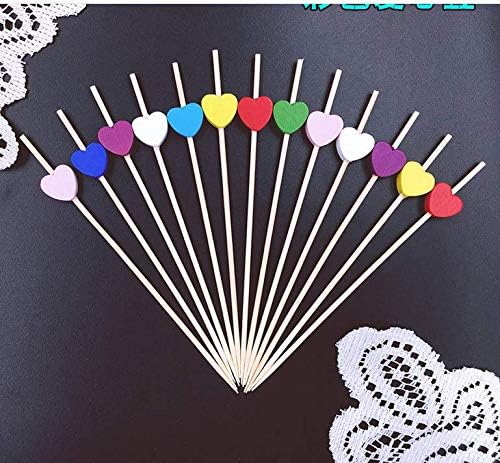 AILEXI Cocktail Sticks 100 Counts Wooden Toothpicks Party Supplies Frill Finger Food Fruits Sandwich Nibbles - Multicolors Hearts - Image 4
