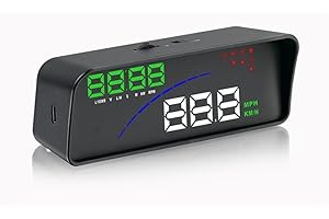 Lzcat Car HUD P9 Smart GPS Heads up Display with OBD2, Two Display Way, Over Speed Warning Alarm, Water Temperature, Voltage,