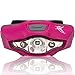 LED Headlamp Flashlight by SmarterLife - Ideal Running Lights for Runners with 6 White & Red Light Modes - Headlamps for Adults, Kids, Hiking, Camping - Only 1.5.Oz & Uses 1 Battery (Hot Pink)