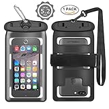 Universal Waterproof Case, OTBBA Cellphone Dry Bag Double Insurance Underwater Pouch for iPhone Samsung HTC LG Sony Nokia Pixel Motorola, Up to 5.2 Inch Diagonal-(Black)