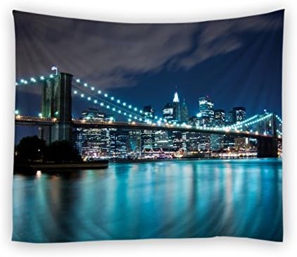 Dodou 3D digital printin Tapestry City bridge view tapestry Light-weight Polyester Fabric Wall Decor (51"H x 60"W)