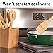 MEGALOWMART 7 Piece Natural Bamboo Wood Kitchen Utensils & Holder Set