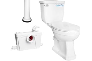 HOCANFLO Macerating Toilet with 500Watt Macerator Pump, Upflush Toilet For Basement with Extension Pipe,Elongated Bowl,Toilet Tank and Macerator Pump with 4 Water Inltes for Kitchen Sink, Bathroom