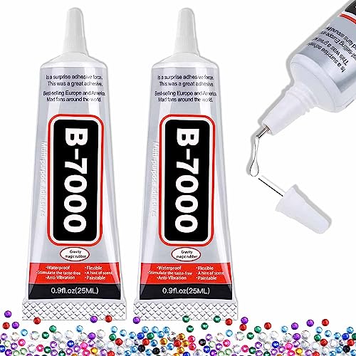 B-7000 Craft Glue for Jewelry Making - 25ml/0.84oz (2 Pack) - Multi-Function B-7000 Super Adhesive Glues Liquid Fusion Glue for Rhinestones Crafts, Clothes Shoes, Fabric, Jewelry Making, Cell Phones