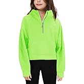 Girls' Hoodies Sweatshirts Half Zipper Pullover Crop Tops for Teen Girls Long Sleeve Sweater Thumb Hole