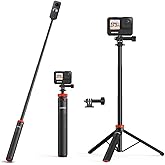 VRIG 52" Extendable Camera Tripod for Insta360 X5 X4 X3 Selfie Stick Tripod with 1/4" Screw Mini Portable Phone Stand Tripod for Hero 13 12 11/DJI Osmo Action 6 5 4/Insta360 AcePro AcePro2