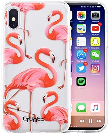 iPhone 8 Case,CTUNES Shock Absorption Transparent IMD Soft TPU Bumper Printing PC Back Cover Case for Apple iPhone 8 - Flamingo