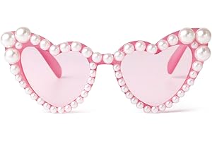 ADE WU Heart Sunglaskses Kids Cute Pearl Heart Shaped Sunglasses for Girls Age 3-8