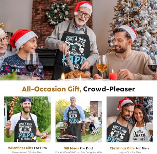 Gkmamrg Father's Day Gift Apron - Dad Gift - Adjustable Apron Chef Aprons for Kitchen, BBQ, Gardening, Restaurant, Barbecue, Coffee Gift Father