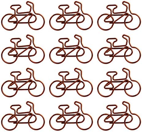 Oyfel Paperclips Metal Bicycle Shape Paper Clips Novelty Files Documents Receipts Organisation Clips Desk Tidy for Home School Office 3cm*2cm 12pcs