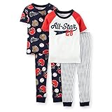 Carters Toddler 4-Piece Snug Fit Cotton PJs Baseball All Star Navy