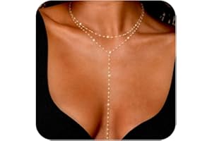 NECOCY 14k Gold Plated Lariat Necklaces for Women, Dainty Long Layered Chain Necklace Trendy Y-Shaped Pendant Necklace Statement Charm Jewelry for Women Gift