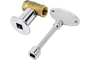 Himaweek 1/2 Inch Straight Gas Key Valve Kit for Fire Pit Fireplace with Flange and 3 Inches Key, Chromed (1/2'' Kit)