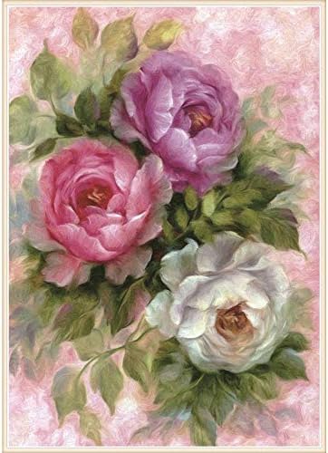 Tuu Partial Drill Diamond Painting,Flower Rhinestone Pasted DIY 5D Embroidery Cross Crafts Stitch Kit Diamond Painting by Number Kit Home Decor (Multicolor)