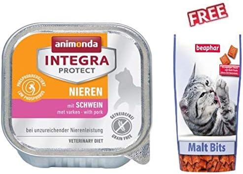 Integra Protect Renal 6 x 100g Pork for Cats with Limited Kidney Functions Easy to Digest & Efficiently Absorbed Due to its Reduce Protein & Phosphorous Content Grain free with No Artificial Additives
