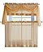 Linen Leaf 4 Piece Embroidered Kitchen Curtain Set (Gold)