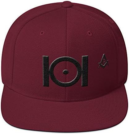 Masonic Snapback Hat 3D Puff Embroidery Black Thread