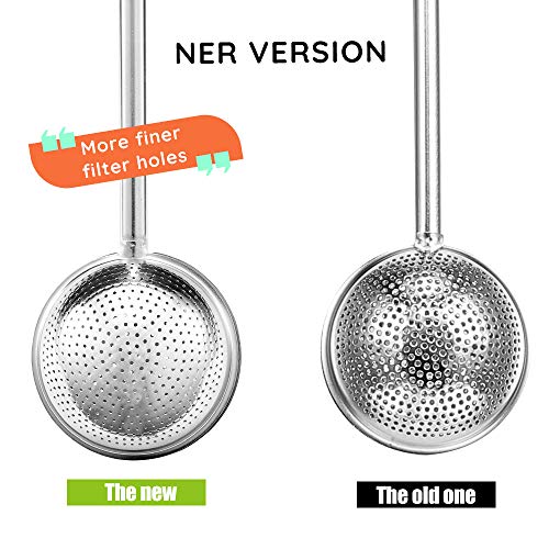 Senbowe 2 Pack FDA Approved Stainless Steel Tea Infuser Filters Strainer Steeper with Upgrade Fine Mesh Filters and Spring Handle for Hanging on Teapots, Mugs, Cups to steep Loose Leaf Tea and Coffee