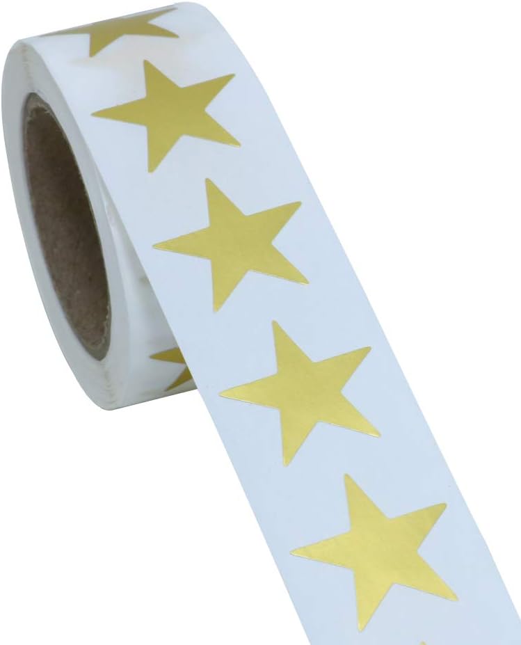 Hylabelest 1 Inch Metallic Gold Foil Star Shape Paper Sticker Labels Packaging Seals Crafts Wedding Favor Tag Labels 500 Total Per Roll - Image 3