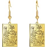 TEAMER Tarot Cards Dangle Earrings Stainless Steel Vintage Amulet Wiccan Jewelry for Women