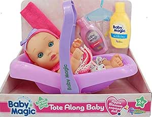 Amazon.com: Baby Magic Tote Along Baby (5392), muñeca de bebé de cuerpo de plástico de 8 pulgadas, transportador moldeado, accesorios. A partir de 2 años.: Toys \u0026 Games
