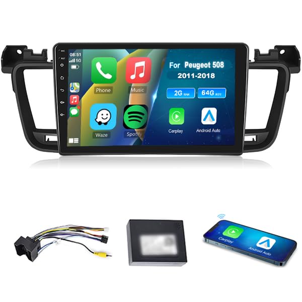 【2+64GB】 Hodozzy Carplay Android Radio for Peugeot 508 2012-2016.9 Inch Touchcreen Bluetooth Car Stereo Hands-Free with Android Auto/GPS/WiFi/FM/RDS/HiFi/USB+Canbus…