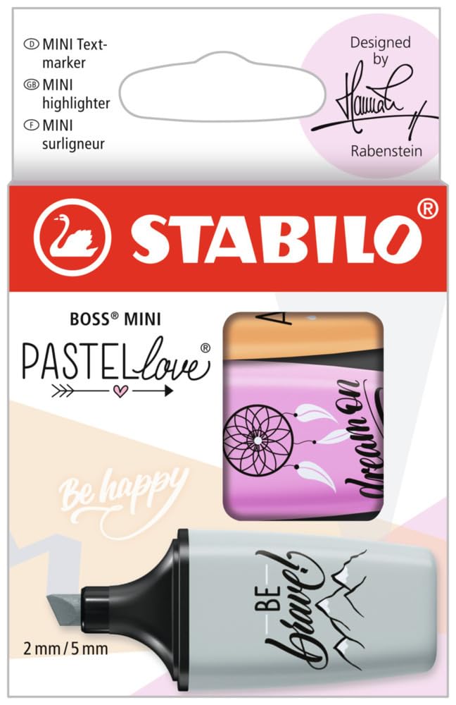 STABILO Highlighter BOSS MINI Pastellove - Pack Of 3 - Assorted Colours