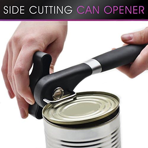 iCatsup Side Cutting Can Opener - Smooth Edge, Multifunctional Heavy Duty Stainless Steel Cap Lifter with Anti Slip Ergonomic Smooth Handle, Side Cut No Sharp Cuts Design without Touching Food