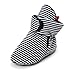 QGAKAGO Baby Girls or Boys Fleece Booties Cotton Lining and Soft Sole Prewalker Pull-On Shoes (6-12 Months Infant, Black Stripe)
