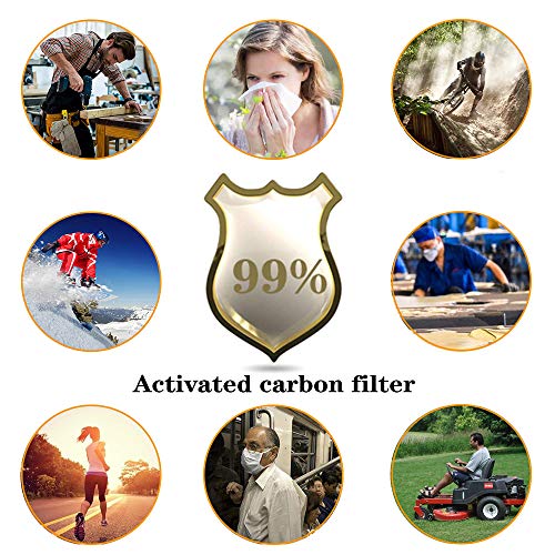 Dust Mask, AUPSEN Adjustable Respirator Mask, Activated Carbon N99 Filter and 5-layer Filter Cotton, Reusable Breathing Mask for Pollen Allergy Woodworking Mowing Running Cycling Outdoor Activities - Thumbnail 4